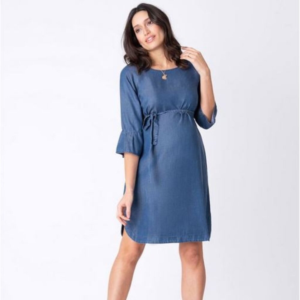 Seraphine Chambray Denim Maternity & Nursing Dress Size 14